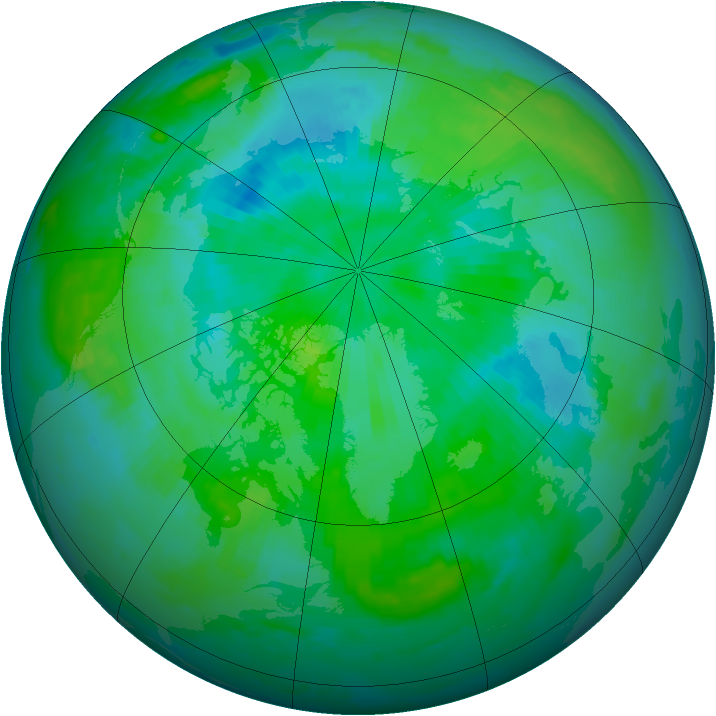 Arctic ozone map for 16 August 1996